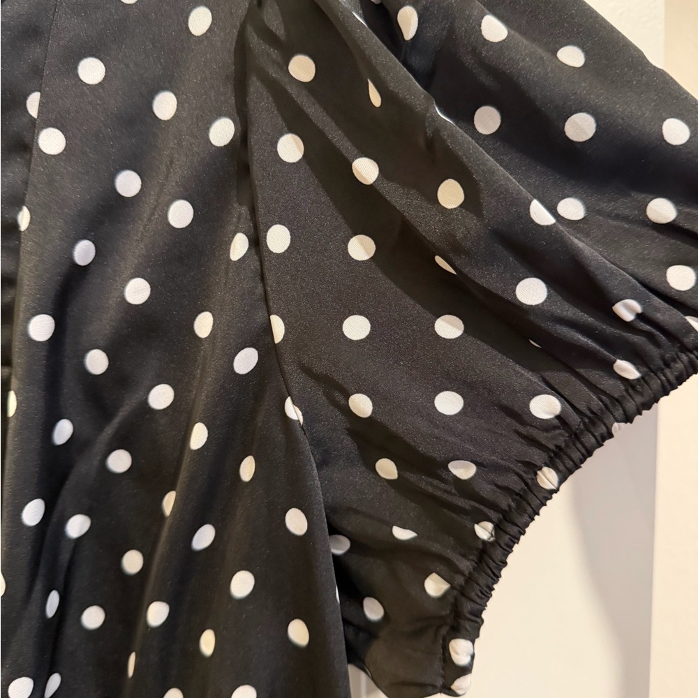Retro chic by torrid black with white polka dot lace collared blouse - Picture 5 of 5